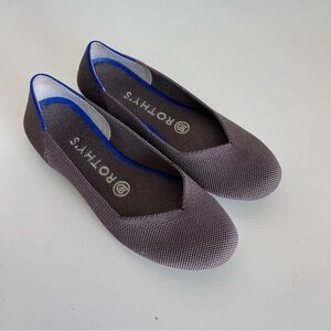 Rothy's Brown Flats with Blue Trim